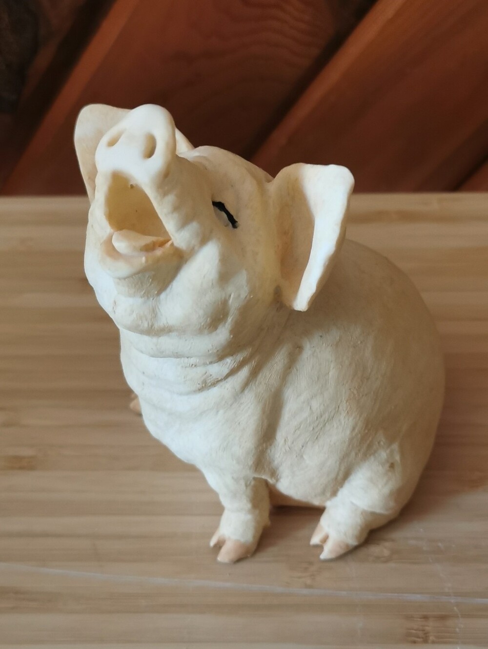 Nature's Window Hand Painted Pig Figurine Farmhouse Country Decor